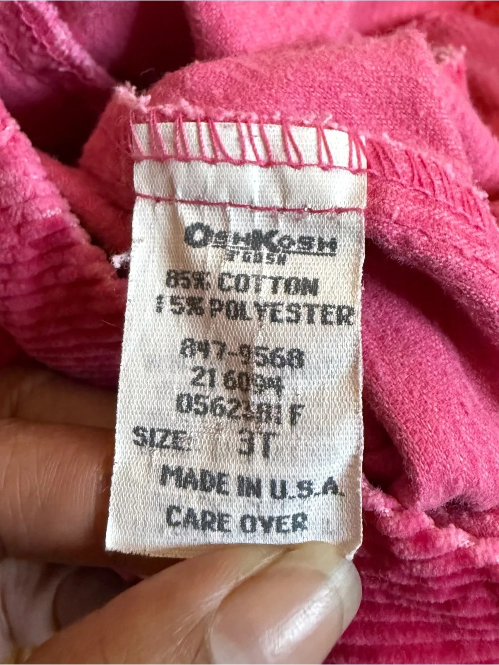 OshKosh B’gosh Vintage Hot Pink Corduroy Rose Embroidered Overalls
